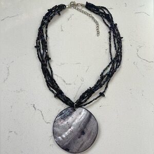 Abalone Pendant & Beaded Strand Necklace